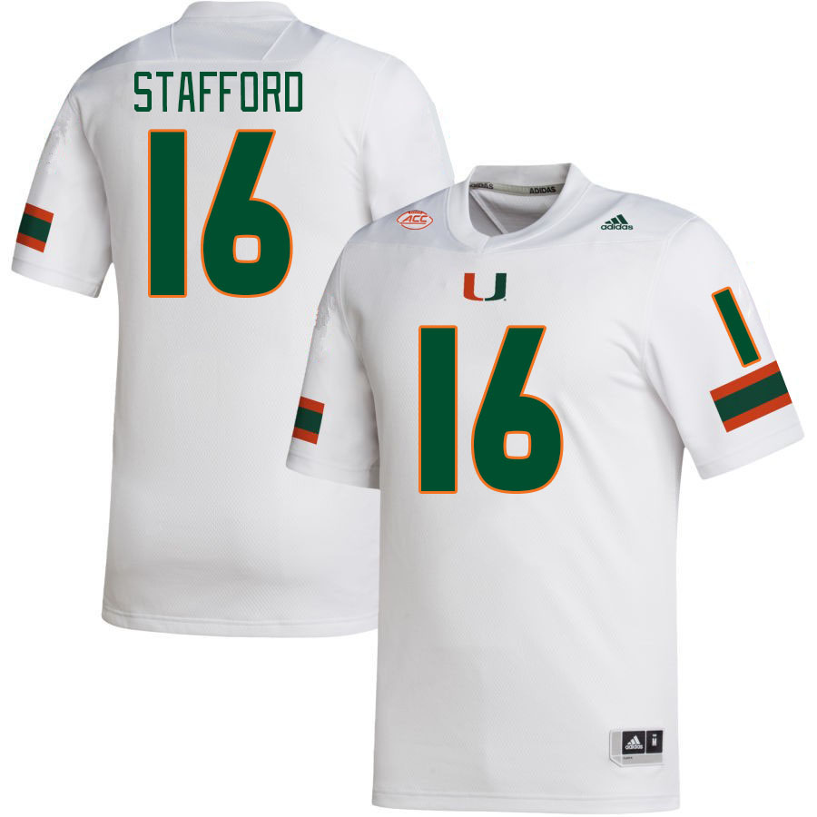 Men #16 Robert Stafford Miami Hurricanes College Football Jerseys Stitched Sale-White